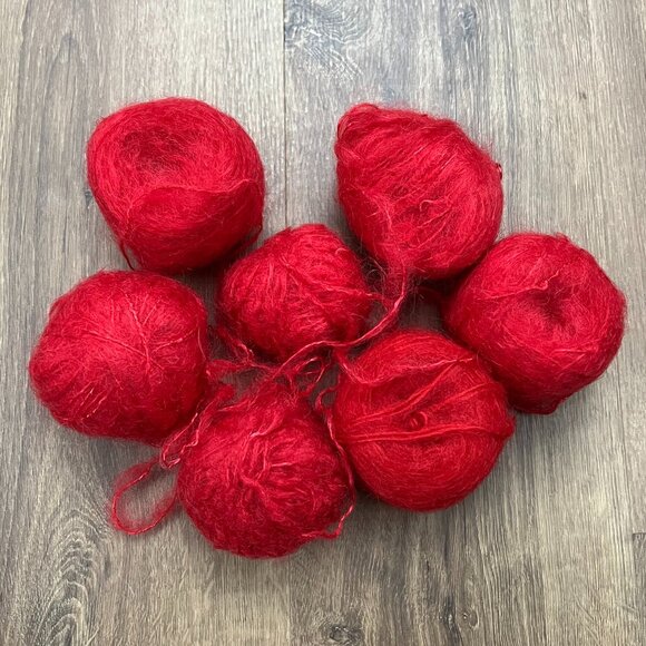 Mohair Natural Fiber Hand Spun Magenta Yarn Lot